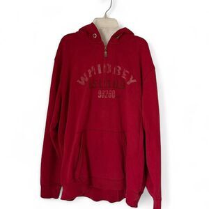 Men's Red black Whidbey Island hoodie with a grunge vibe Oversized XL sweatshirt